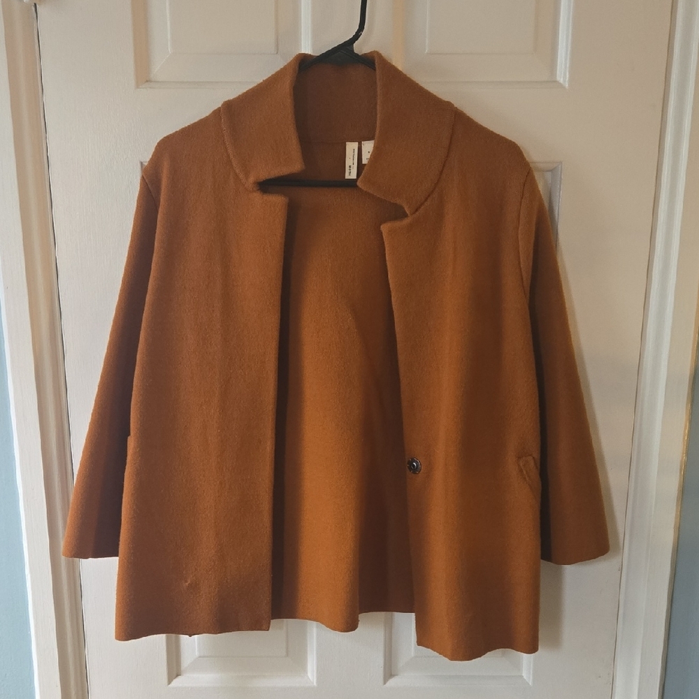 Anthropologie Moth Burnt Orange Sweater Jacket Size S